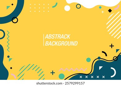 Modern abstract background with memphis elements in yellow and retro themed posters banners and web