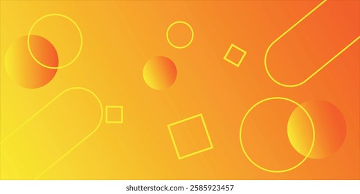 Modern abstract background with memphis elements in yellow and orange gradients and retro themed for posters,