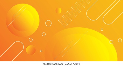 Modern abstract background with memphis elements in yellow and orange gradients and retro themed for posters, banners and website landing pages. vector eps10.