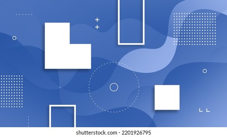 Modern Abstract Background with Memphis Fluid Liquid Motion Elements and Blue Gradient Color