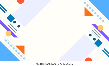 Moderner abstrakter Hintergrund minimalistische geometrische Formen flach bunten Rahmen Design. Geeignet für Website-Banner, Unternehmenspräsentationen, Branding, Poster, Social Media und professionelle Designvorlagen