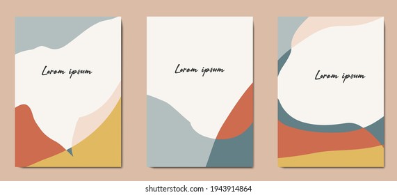 Modern abstract background with minimalist organic shapes. Calm, pastel colors in brown tones. Plant elements. Wedding invitation design. Graphic design geometric shape. Creative vector concept.Minimalism