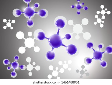 Modern abstract background of the molecule on a gray background. Design template for medicine, science, technology, chemistry, biotechnology. Vector illustration
