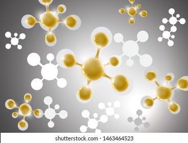 Modern abstract background of the molecule on a gray background. Design template for medicine, science, technology, chemistry, biotechnology. Vector illustration