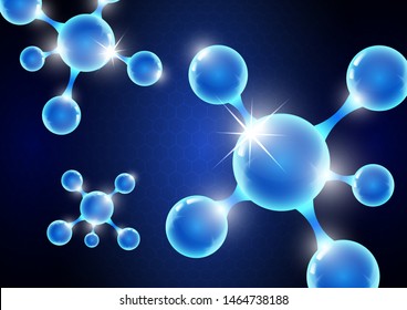 Modern abstract background of the molecule on a blue background. Design template for medicine, science, technology, chemistry, biotechnology. Vector illustration