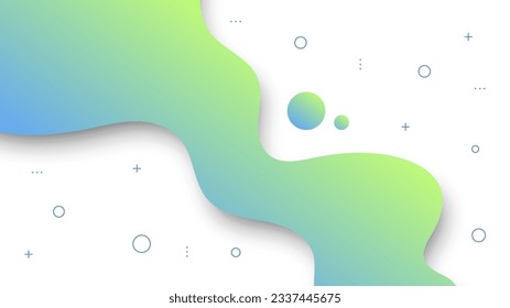 Modern Abstract Background with Motion Fluid Liquid Waves Retro Memphis and Blue Green Yellow White Gradient Color