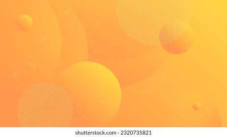 Modern Abstract Background with Motion Round Circle Memphis Retro and Yellow Orange Gradient Color