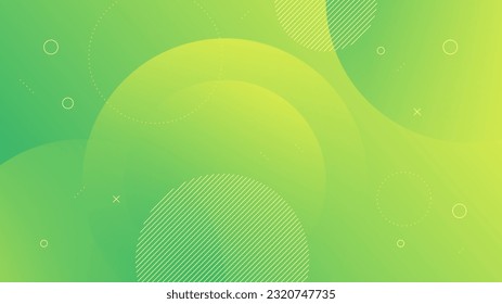 Modern Abstract Background with Motion Round Circle Memphis Retro and Yellow Green Gradient Color