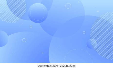 Fondo abstracto moderno con Memphis retro de círculo en movimiento y color de gradiente azul