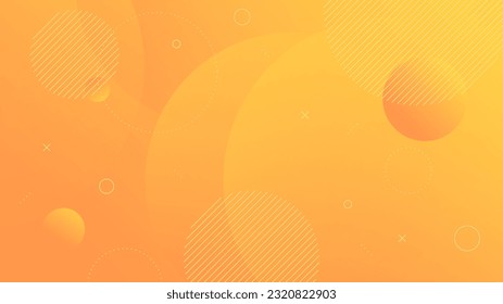 Fondo abstracto moderno con movimiento circular Memphis retro y color gradiente naranja amarillo