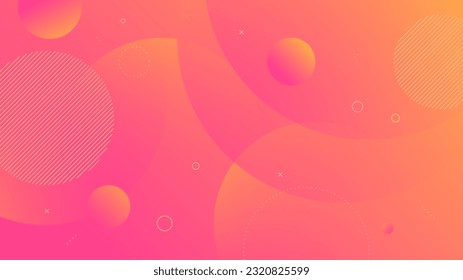 Modern Abstract Background with Motion Round Circle Memphis Retro and Red Orange Gradient Color