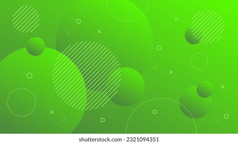 Fondo abstracto moderno con Memphis retro redondeados de movimiento y color gradiente verde