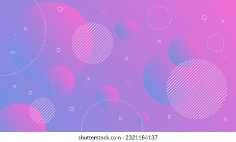 Moderner abstrakter Hintergrund mit Motion Round Retro Memphis und violetter blauer Farbverlauf-Farbe