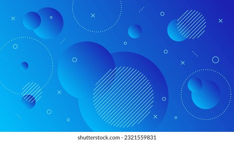 Modern Abstract Background with Motion Round Retro Memphis and Blue Gradient Color