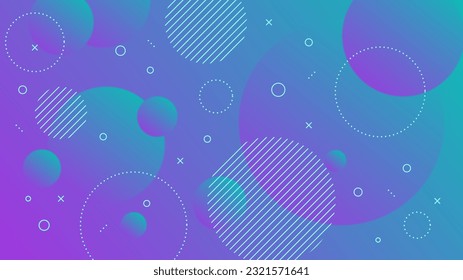 Modern Abstract Background with Motion Round Retro Memphis and Blue Purple Gradient Color