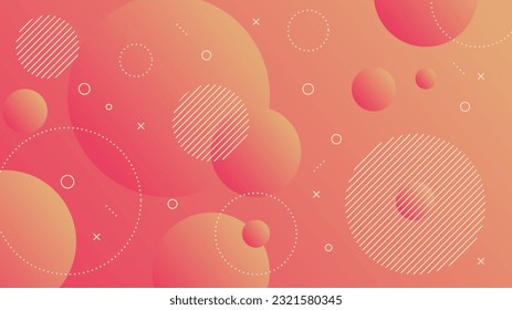 Modern Abstract Background with Motion Round Retro Memphis and Red Peach Gradient Color