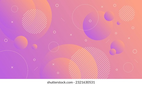 Modern Abstract Background with Motion Round Retro Memphis and Purple Orange Gradient Color