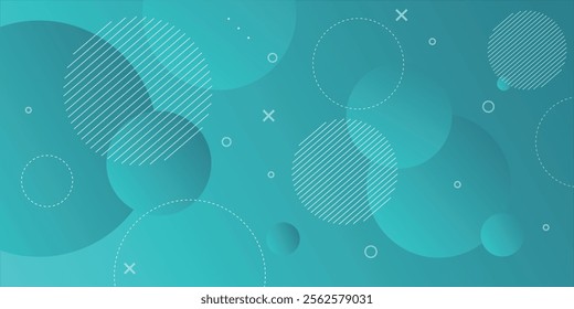Modern Abstract Background with Motion Round Retro Memphis and Blue Tosca Gradient Color