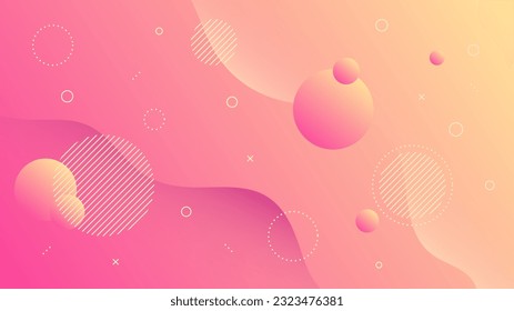 Modern Abstract Background with Motion Waves Retro Memphis and Red Pink Peach Gradient Color
