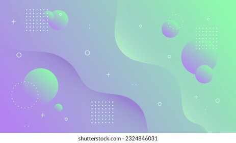 Modern Abstract Background with Motion Waves Retro Memphis and Blue Purple Green Gradient Color