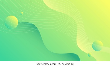 Modern Abstract Background with Motion Waves Fluid Liquid and Green Yellow Gradient Color