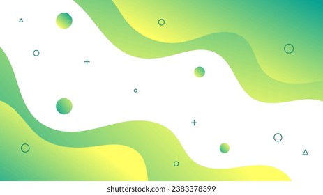 Modern Abstract Background with Motion Waves Fluid Liquid Retro Memphis and Blue Green Yellow Gradient Color