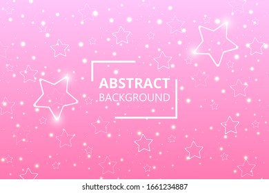 Fondo abstracto moderno. Estrellas blancas multidimensionales y luces parpadeantes en un degradado rosado delicado.