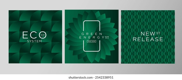 Modern Abstract background.
Nature and sustainability concept.
Theme of green Leaf graphic.
Template set for social media post, book cover, webdesign,
wallpaper,presentation etc.Vector EPS 10.