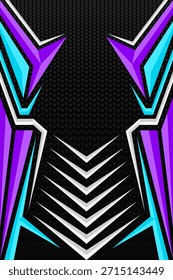 Modern abstract background with neon geometric shapes forming a futuristic frame on a dark textured surface