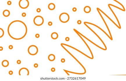 Fundo abstrato moderno com círculos laranja e uma linha ondulada em um fundo branco. Design limpo e minimalista. Representa conectividade, fluxo de dados e sistemas dinâmicos. Adequado para tecnologia, corporativo ou apresentações que precisam de uma representação visual de redes e inovação.