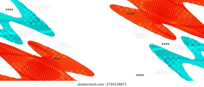 Fondo Abstractas moderno con Formas geométricas naranjas y cian y efecto de textura de semitono sobre fondo blanco. Ideal para Anuncios, Sitios web y presentaciones Antecedentes