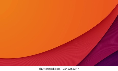 Modern Abstract Background with Orange, Red, and Purple Wavy Lines