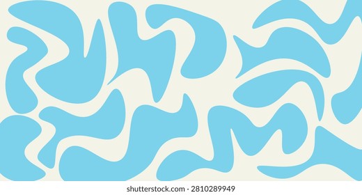 Modern abstract, background, organic, pattern, and minimal design featuring flowing cyan shapes on a warm cream backdrop with a playful contemporary style.