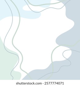 Modern abstract background, organic spots, wavy lines, hand-painted in pastel shades of green and blue, vector. Colored background for the banner, labels with an empty space for the text