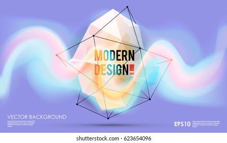 Modern abstract background with paint spot and geometric gemstone. Vector design layout for business presentations, web and app. 