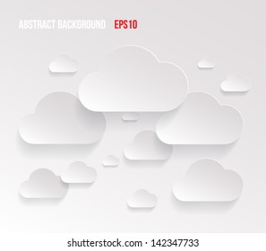 Modern abstract background with paper clouds. Clean and minimal style