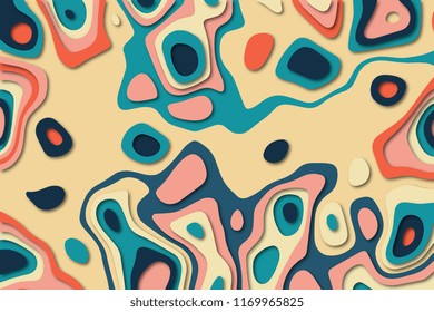 Modern abstract background with paper cut out shapes. Abstract realistic paper decoration for your design. Wavy layers. Cover layout design template. Vector Illustration