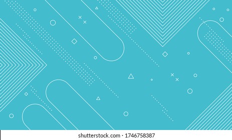 Modern abstract background with pastel blue memphis elements and retro-themed posters, banners and website landing pages.
