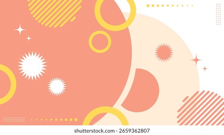 Modern abstract background with pastel circles and starburst shapes.Vector illustration