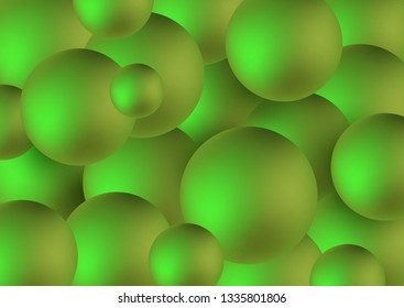 Modern abstract background. Pattern with bright volumetric balls of different sizes. Neon colors. Vector illustration for design banner, flyer, business card.