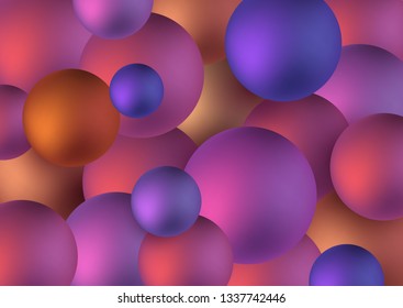 Modern abstract background. Pattern with bright volumetric balls of different sizes. Neon colors. Vector illustration for design banner, flyer, business card.