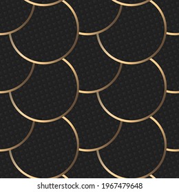 modern abstract background with patterns.  pattern with black rings.  golden circles. Black upholstery. vector illustration