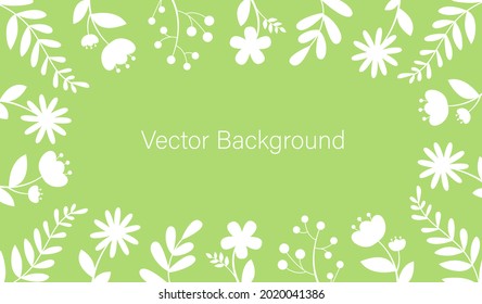 Modern abstract background picture with flowers on a green background. Template for website design, packaging, banners, posters, covers. Vector illustration.