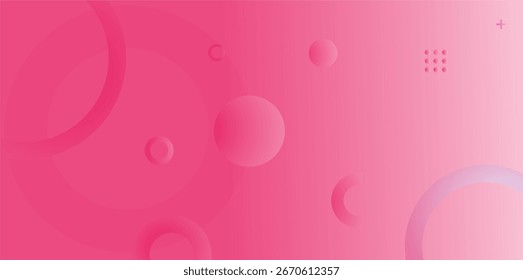 Modern abstract background in pink gradient with soft geometric circle shapes. Elegant and minimal design for template, poster, banner, wallpaper, or digital decoration.