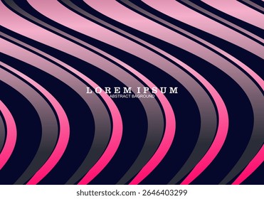 O fundo abstrato moderno com linhas onduladas rosa e cinza contrasta com o fundo azul escuro, criando um efeito visual dinâmico e elegante.