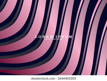 O fundo abstrato moderno com linhas onduladas rosa e cinza contrasta com o fundo azul escuro, criando um efeito visual dinâmico e elegante.
