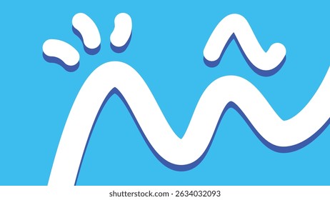 Modern abstract background with playful white curved doodles on cyan. Great for childrens themes, tech visuals, and contemporary art.