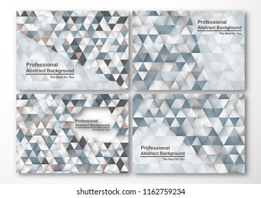 Modern abstract background in polygon shape. Set of template design in blue and white tone for business presentation, cover, brochure, packaging and web banner.