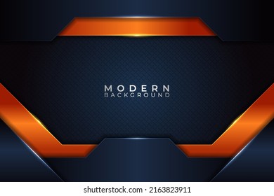 Fondo abstracto moderno Azul oscuro premium con degradado naranja brillante