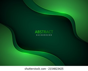 modern abstract background with realistic green wavy paper cut